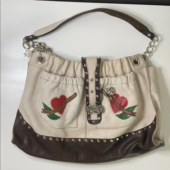 DISCOUNT Leatherock USA Heart cream purse